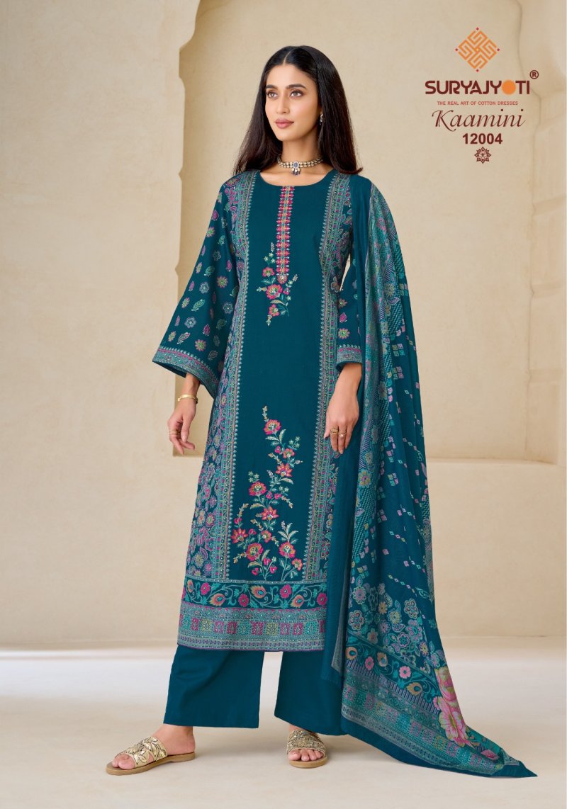 Kaamini Vol 12 By Suryajyoti Jam Satin Printed Dress Material